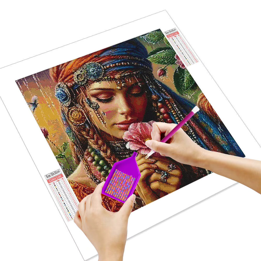 YUTTEE Diamond Painting Set mit floralem Blumenmotiv in Multicolour, Mosaikbild aus Strasssteinen mit runden Steinen, Breite: 20 cm, Höhe: 20 cm - Bild 2