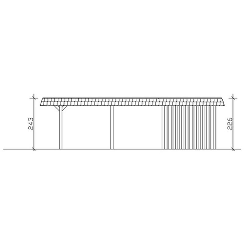 Skan Holz Carport Wendland mit Anbau in Eiche hell und schwarzer Blende, B/T: 362 x 870 cm, mit EPDM-Dach - Bild 2