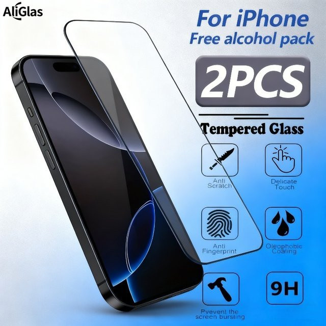 2 Stück HD Clear Displayschutzfolien aus gehärtetem Glas für Apple iPhone 17 16 15 14 13 12 11 Pro Max Plus XR XS in Transparent - Bild 1