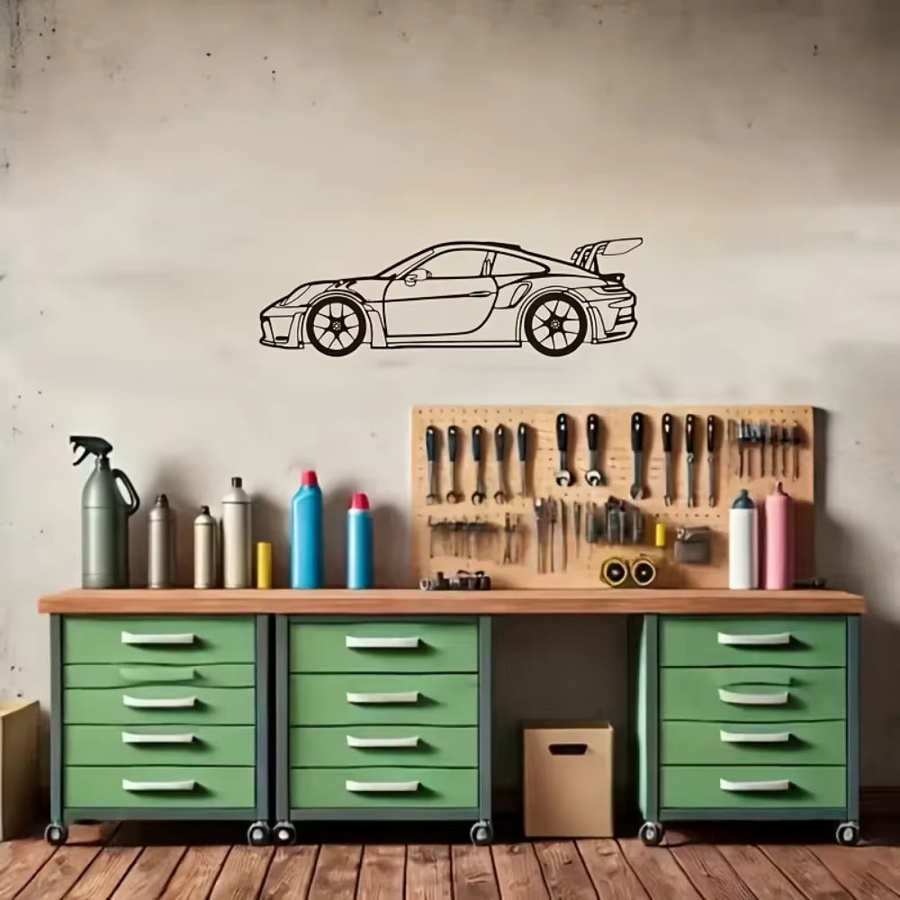 CIFBUY Vintage Auto Metall-Wandkunst in Schwarz als klassische Automobil-Silhouette Wandskulptur - Bild 3
