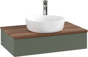 V&B Waschtischunterschrank Antao mit Frontstruktur und Beleuchtung in Grey Green Lacquered, B/T/H: 80 x 50 x 19 cm - Bild 1