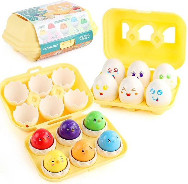 Montessori 3D Eier Puzzle, Lernspielzeug, 6-teiliges Set, ab 0 Jahre - Bild 1