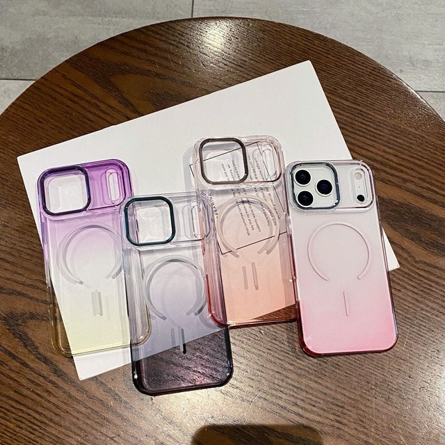 EHUIDE Magnetische Magsafe Schutzhülle mit Farbverlauf für iPhone 17 Pro Max, 16 Pro, 15 Plus, 14 und 13 in Transparent Purple, Stoßfeste Kunststoffhülle mit Kamera-Schutz - Bild 1