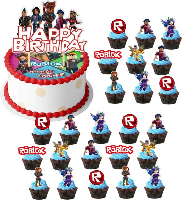 Discover Intime Roblox Geburtstag Kuchenaufsatz und Cupcake-Deko Set in Mehrfarbig für Kinder - Bild 1