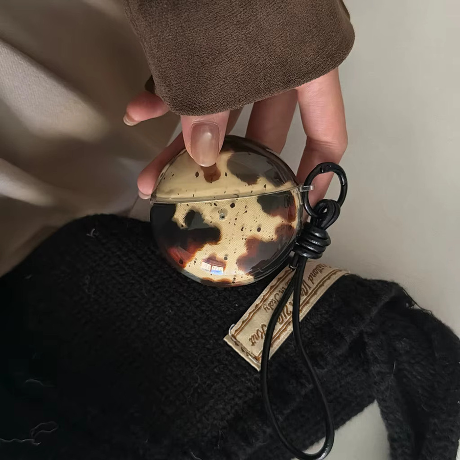 Vintage Tintenfleck Schutzhülle im koreanischen Stil für Huawei FreeBuds 7i 6i 5i SE3 FreeClip 2 mit Schlüsselband, transparent/multicolour - Bild 2