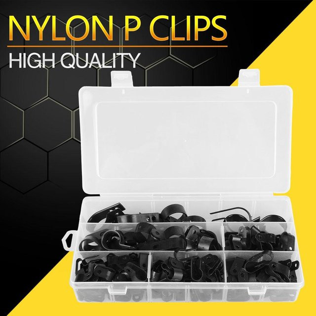 Neoglint P-Clips Sortimentsset aus Nylon Kunststoff für Draht Kabel und Rohr in Schwarz und Weiß, 200 Stück - Bild 1