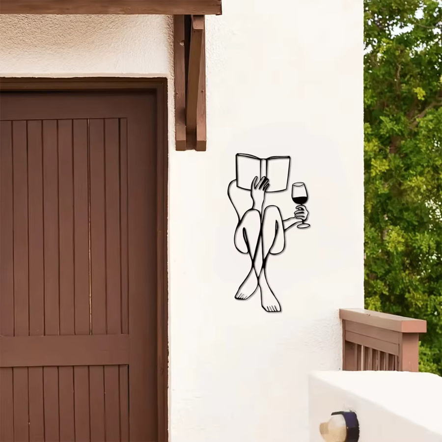 Moderne Wandkunst aus Aluminium von CIFBUY als Metall-Skulptur mit Frauenlinien-Design für die Wein-lesende Dekoration - Bild 3