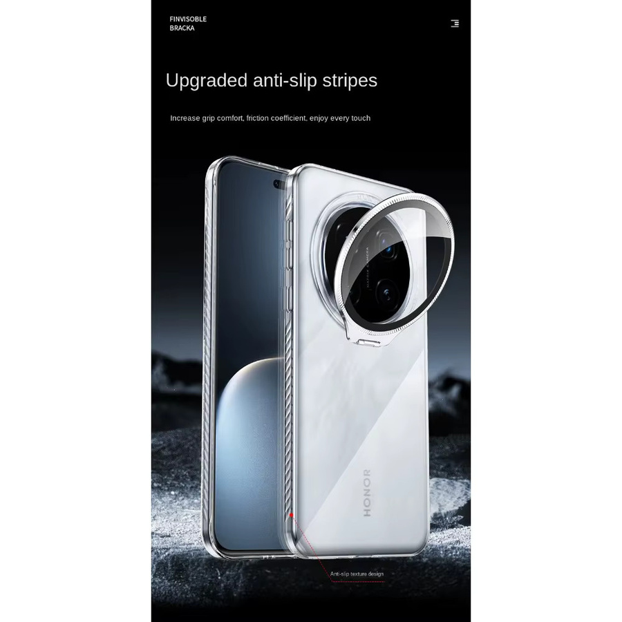 Schutzhülle für Honor Magic7 Pro und Magic7 mit klarem Acryl-Objektiv, gehärtetem Glas und silberner Metallhalterung, transparent - Bild 6