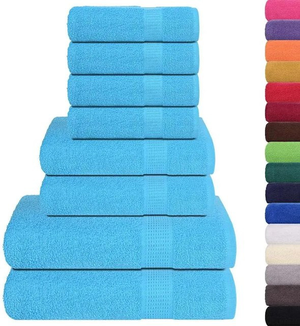vidaXL 8-teiliges Handtuch-Set aus 100% Baumwolle in Türkis mit 360 g/m² - Bild 1