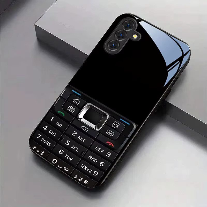 Sturzsichere Glas-Handyhülle mit Retro-Knopfmuster in Schwarz für Samsung Galaxy S26 S25 S24 S22 S21 S20 FE Ultra Plus 5G - Bild 2