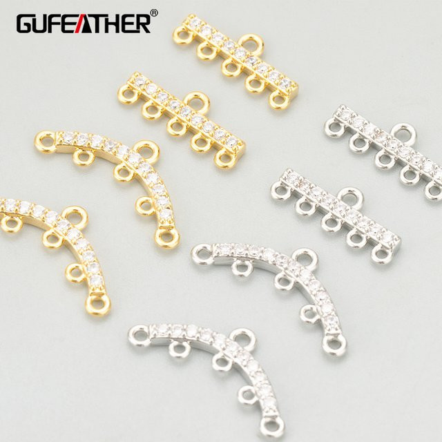 GUFEATHER Charms, Kupfer, 750 Gold rhodiniert, Zirkonia, Weiß, Unisex - Bild 1