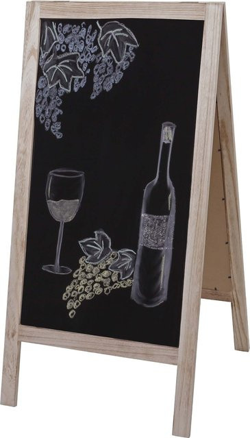 MCW XL Werbetafel MCW-C17 Kundenstopper Aufsteller mit 2 klappbaren Kreidetafel-Schreibflächen in Naturfarben, B: 100 cm, H: 50 cm - Bild 1