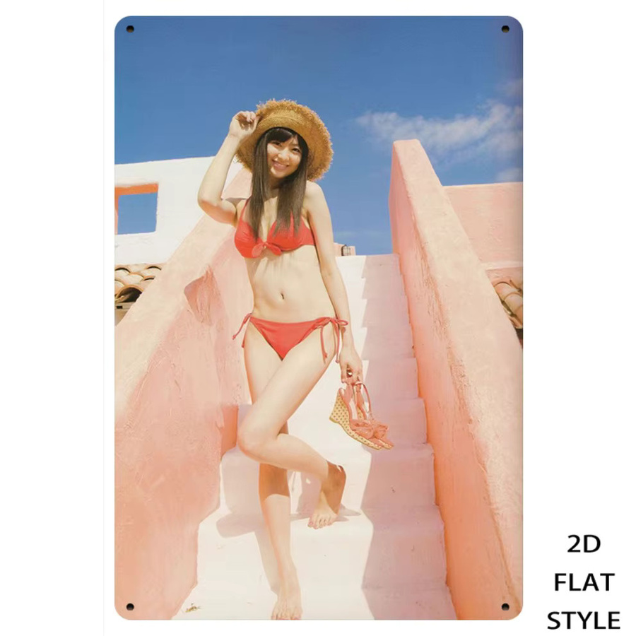 CIFBUY Vintage Metall-Wanddekoration Sommer Strand Mädchen in Multicolour - Bild 3