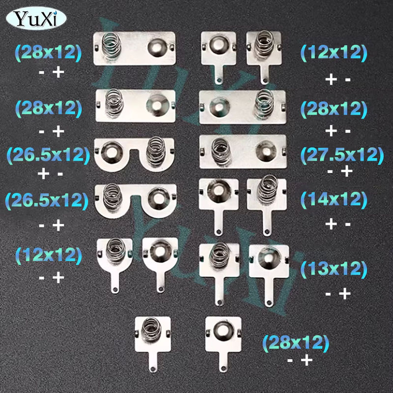 20 Stück Batterie-Federblatt AA-Kontaktblätter aus eisenvernickeltem Metall in Silber, Maße: 12 x 12 mm, 12 x 13 mm, 12 x 26,5 mm und 12 x 27,5 mm - Bild 4