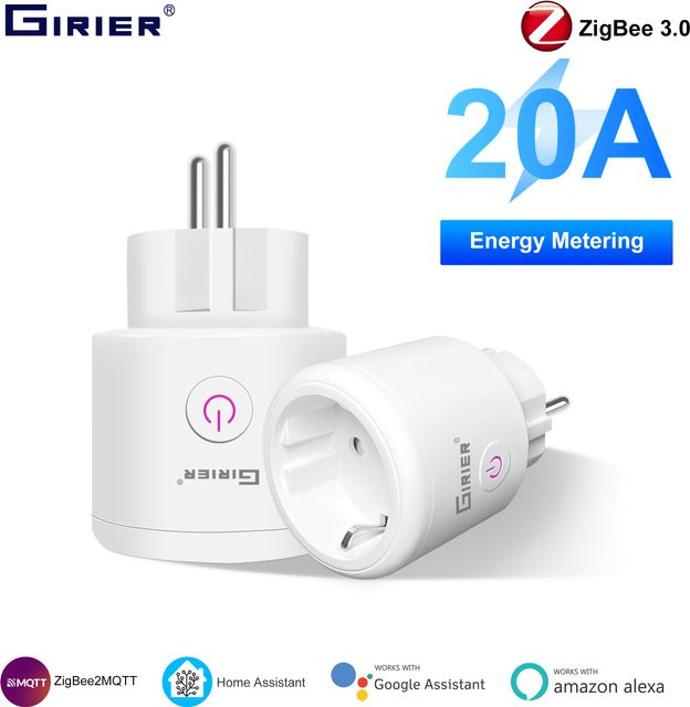 GIRIER Smart Plug ZigBee 20A Smart Home Steckdose in Weiß mit Power Monitor Funktion, kompatibel mit Alexa und Google Home Assistant - Bild 1
