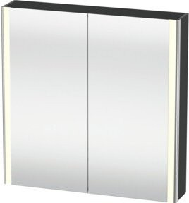Duravit Uni-Spiegelschrank XSquare mit 2 Türen, LED-Beleuchtung und Sensorschalter, grau, wandhängend, B: 80 cm, H: 80 cm, T: 15,5 cm - Bild 1