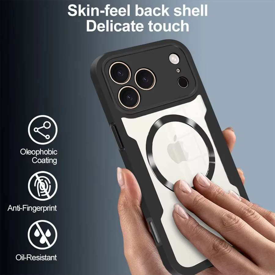 Magnetische 360-Grad-Vollschutz-Klarsichthülle für Apple iPhone 17 Air 16 15 14 13 12 11 Pro Max inklusive Bildschirmfolie in Transparent und Schwarz - Bild 4