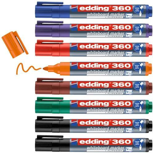 Edding Whiteboard- und Flipchartmarker 360 Set mit 8 Farben in der Packung - Bild 2