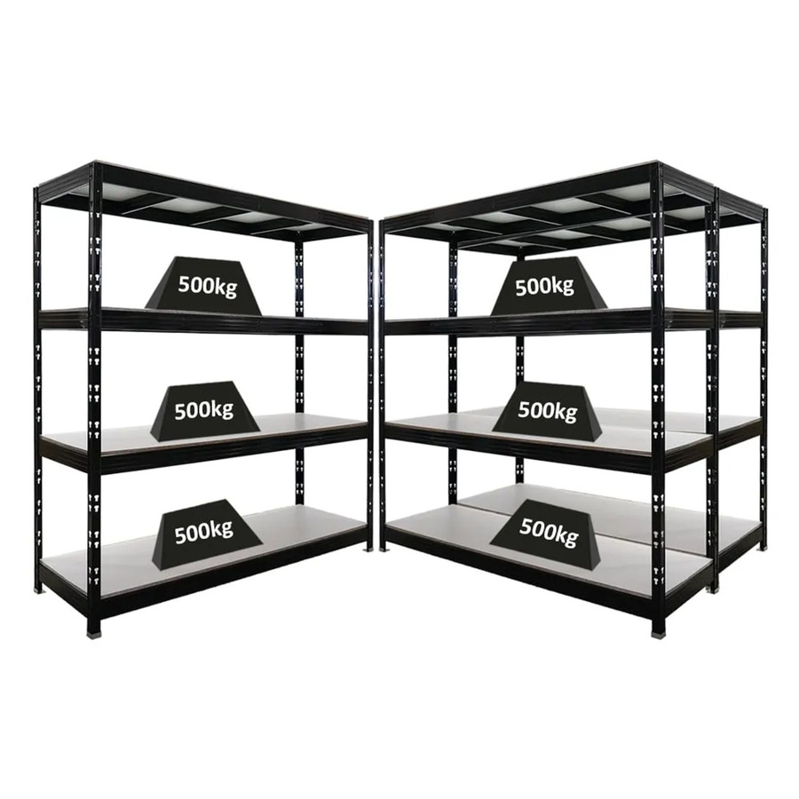 3er Set PROREGAL Rhino Profi Schwerlastregal Schwarz, B/T/H: 200 x 60 x 200 cm, 4 Melamin-Ebenen, 500 kg Fachlast - Bild 2