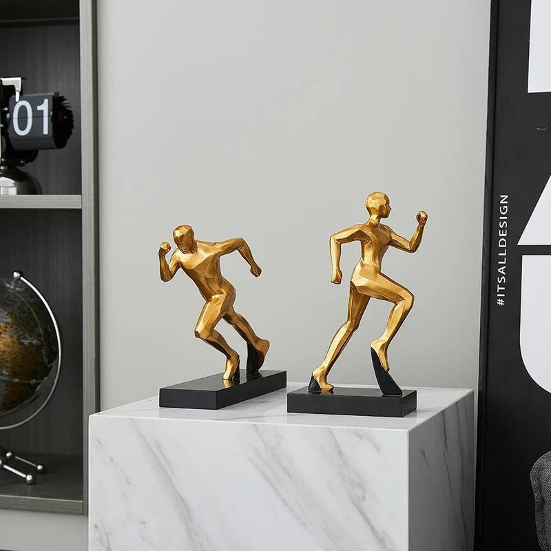 Bestbags Abstrakte Lauffigur Dekoration in Gold, Moderne Skulptur aus Kunstharz und Metall für dein Zuhause und das Büro - Bild 5