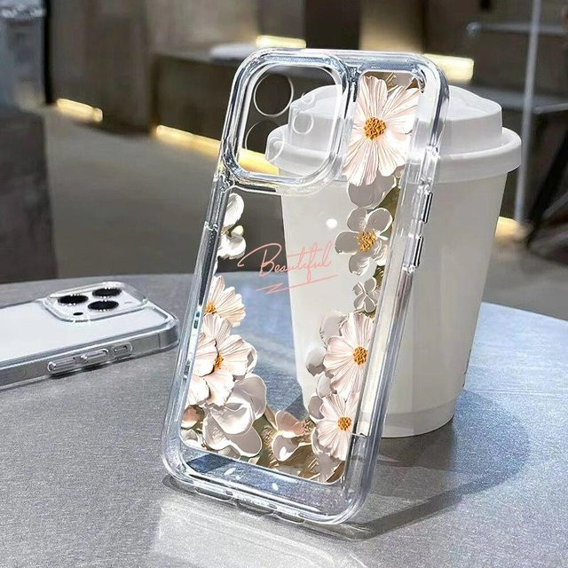 Transparente Silikon Handyhülle mit Ölgemälde Lila Blume für Apple iPhone Modelle - Bild 1