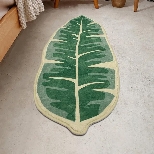 Blattförmige Imitatkashmirmatte aus Polyester, rutschfest und saugfähig, Mehrfarbig, B/T: 75 x 45 cm - Bild 1