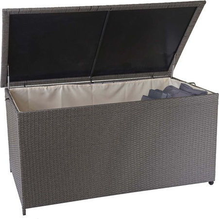 MCW Poly-Rattan Kissenbox D88 in Grau, Gartentruhe mit 950l Volumen, B/T/H: 160 x 80 x 94 cm