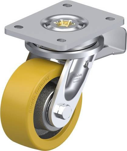 Blickle LO-GTH 127K-ST Lenkrolle mit Feststeller aus Stahl und Kunststoff, silber, Rad-Durchmesser: 125 mm, Tragfähigkeit: 700 kg - Bild 1