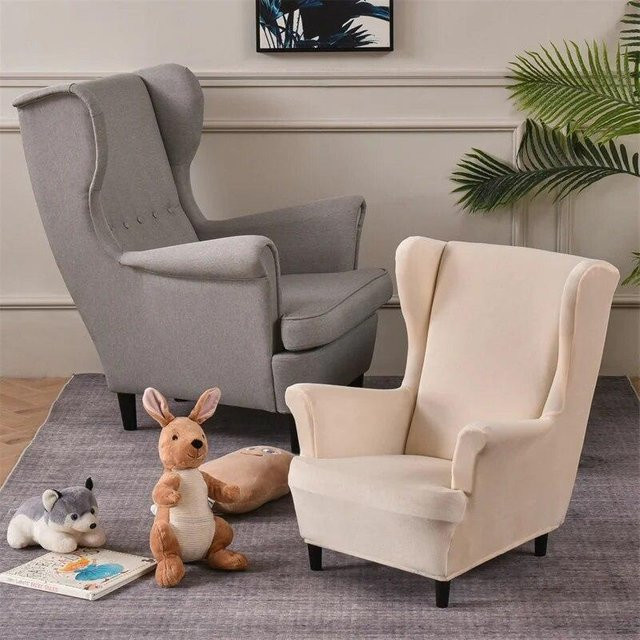 Yifulin Samt-Schonbezug für Ohrensessel in Grau, elastischer und superweicher Bezug für Kinder-Sessel und Sofas - Bild 1