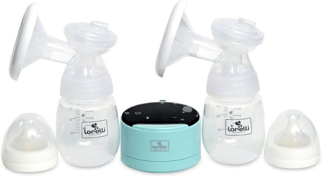 Lorelli elektrische Doppelmilchpumpe Daily Comfort mit LCD-Anzeige und zwei Flaschen in Blau - Bild 1