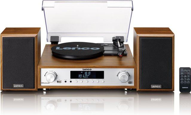 Lenco HiFi-Stereoanlage MC-160WD mit Plattenspieler, DAB+/FM-Radio, Bluetooth und USB in Braun - Bild 1