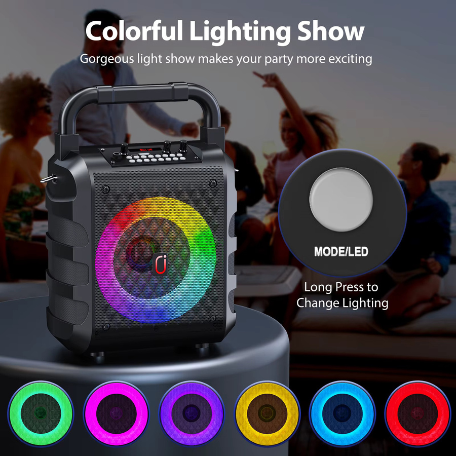 FanFun V5.1 Tragbarer Bluetooth Lautsprecher Schwarz – Kabellose Boombox für Party und Heim-Karaoke - Bild 2