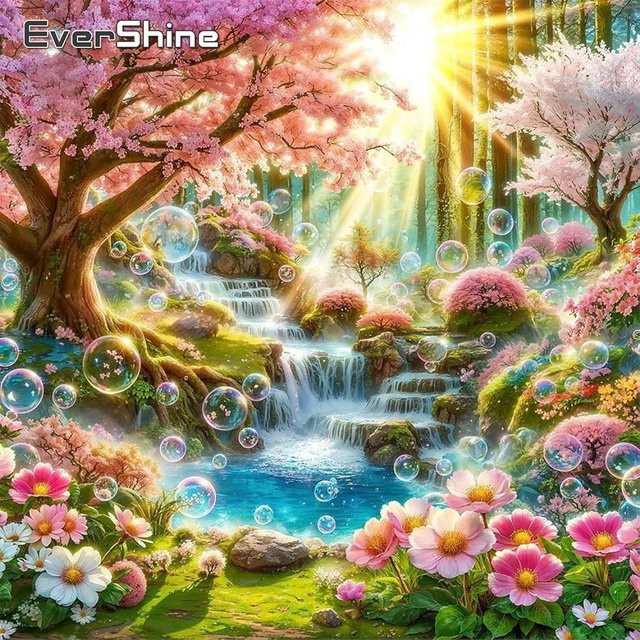 EverShine Diamant Mosaik DIY Set Sonnenuntergang Landschaft mit Blumen und Fluss, Wandkunst Acryl Stickerei in Multicolour - Bild 1