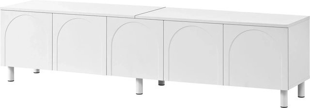 ModernLuxe TV-Lowboard aus MDF mit 5 Türen und Metallfüßen in Weiß - Bild 1