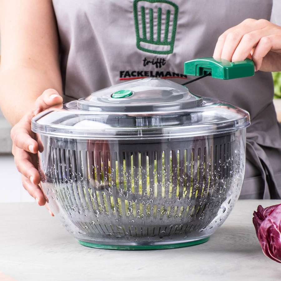 Fackelmann Salatschleuder Chefkoch mit Stopp-Taste, transparent, rund - Bild 2