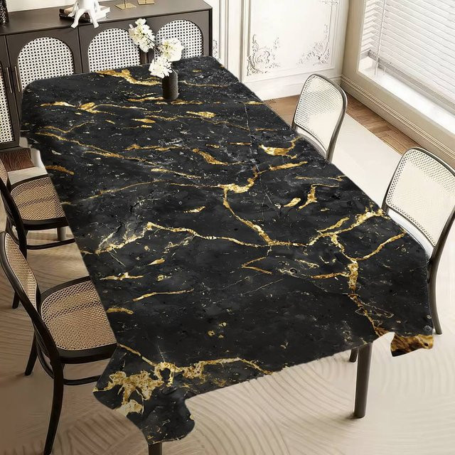 Wasserdichte Tischdecke von JMG Household Supplies in Schwarz und Gold, rechteckig, B/T: 90 x 140 cm - Bild 1