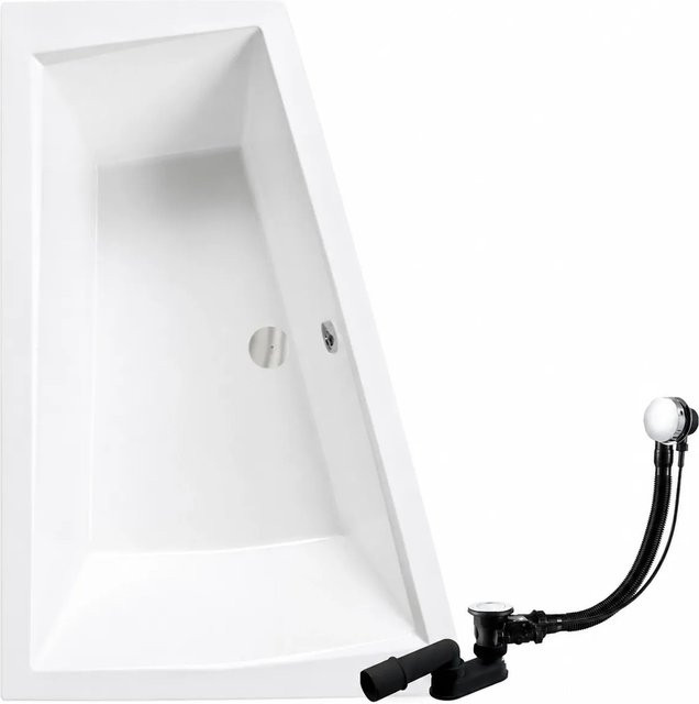 KOLMAN Eckbadewanne KODI in Weiß mit Kopfstütze, Ablauf und Füßen, linksseitig, B/T: 180 x 125 cm - Bild 1