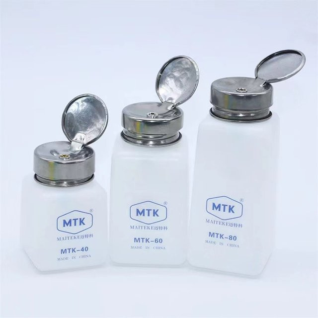 XMSJ Anti-statische Kunststoff-Reinigungsflasche mit Edelstahlkappe in Weiß, 120 ml, 180 ml oder 250 ml - Bild 1