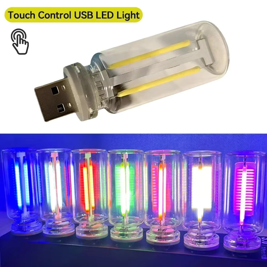 Retro LED Edison Glühbirne mit Filament und Touch-Dimmer, transparente USB-Campinglampe 5V - Bild 3