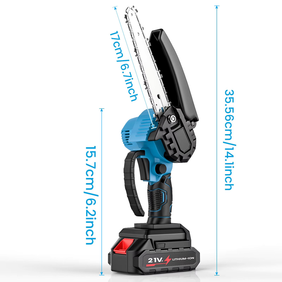 Elektrische Mini-Kettensäge für Makita 21V Akku, 6 Zoll Holzschneider in Blau, 3000W tragbares Gartenwerkzeug - Bild 5