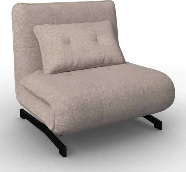 Bessagi Home Schlafsessel Luna Beige Bouclé mit Metallgestell - Bild 1