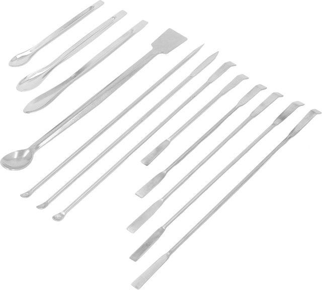 12-teiliges Laborspatel-Set aus Edelstahl für Experimente, Silber/Weiß - Bild 1