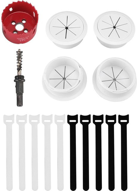 TOMTOP JMS Kabelmanagement-Kit für die Wand, weiß, 4 Durchführungen, 60 mm Lochdurchmesser - Bild 1