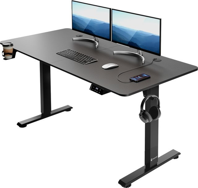 Casaria Elektrischer höhenverstellbarer Schreibtisch in Schwarz für Büro und Arbeitszimmer B/T/H: 140 x 60 x 73-118 cm - Bild 1