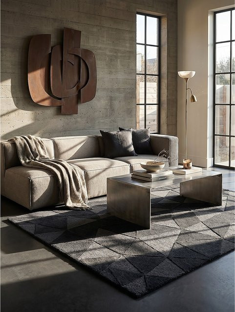 Wollteppich Kadima Design geometrisch in Anthrazit B: 120 cm, T: 170 cm - Bild 1