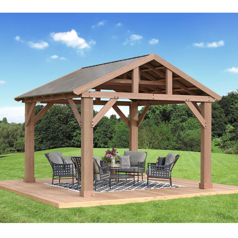 Westmann Holzpavillon Yukon aus Cedar-Holz, Farbe: Braun/Grau, L x B x H: 427 x 365 x 330 cm - Bild 2