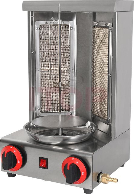 GZKITCHEN Gas-Shawarma-Maschine als vertikaler automatischer rotierender BBQ-Grill für Döner-Kebab in Silber - Bild 1