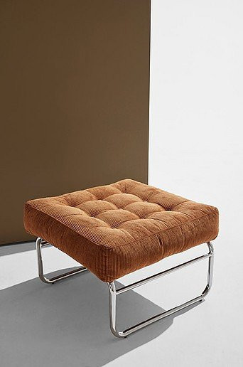 Luca Fußhocker Pastill in Braun und Orange im Retro-Design aus Metall, B/T/H: 60 x 42 x 42 cm - Bild 1