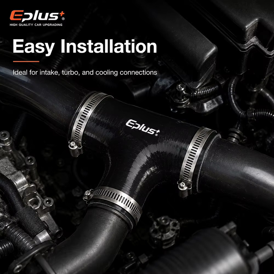 Eplus+ Schwarzer 3-Wege-T-Schlauch aus Silikon, Universeller Lufteinlass-Turboschlauch und verstärkter Ladeluftkühler-Adapter - Bild 5