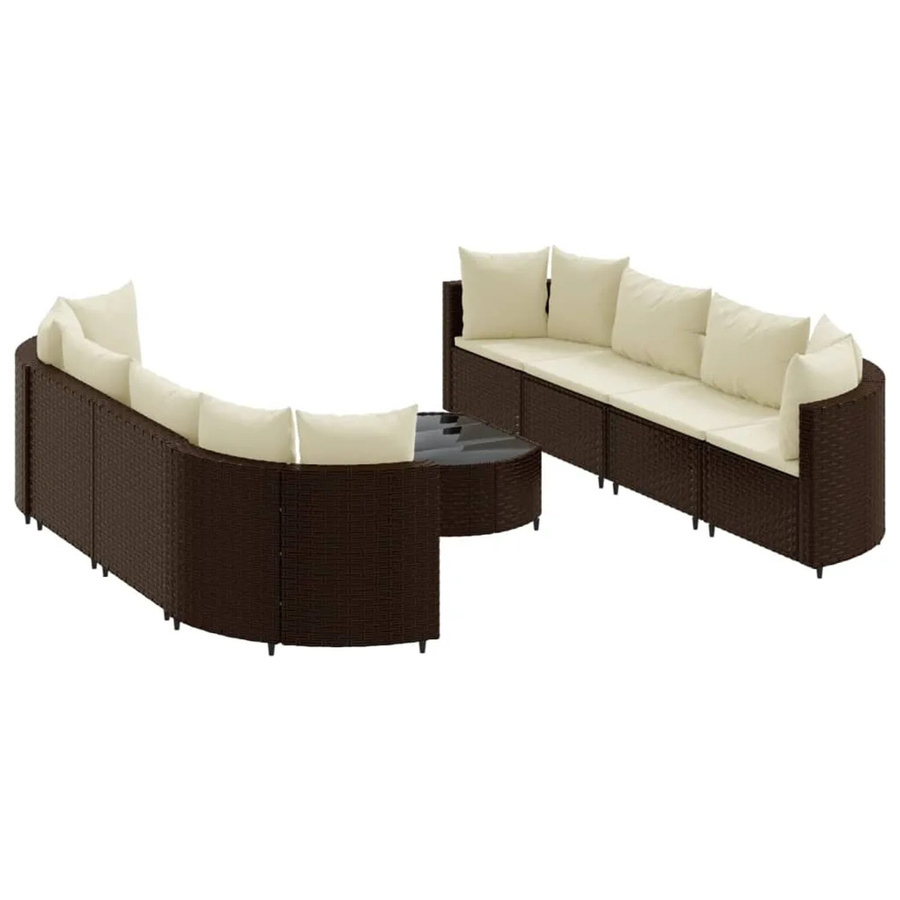 vidaXL 9-tlg Garten-Sofagarnitur Modell 5 aus braunem Poly-Rattan mit Kissen - Bild 2
